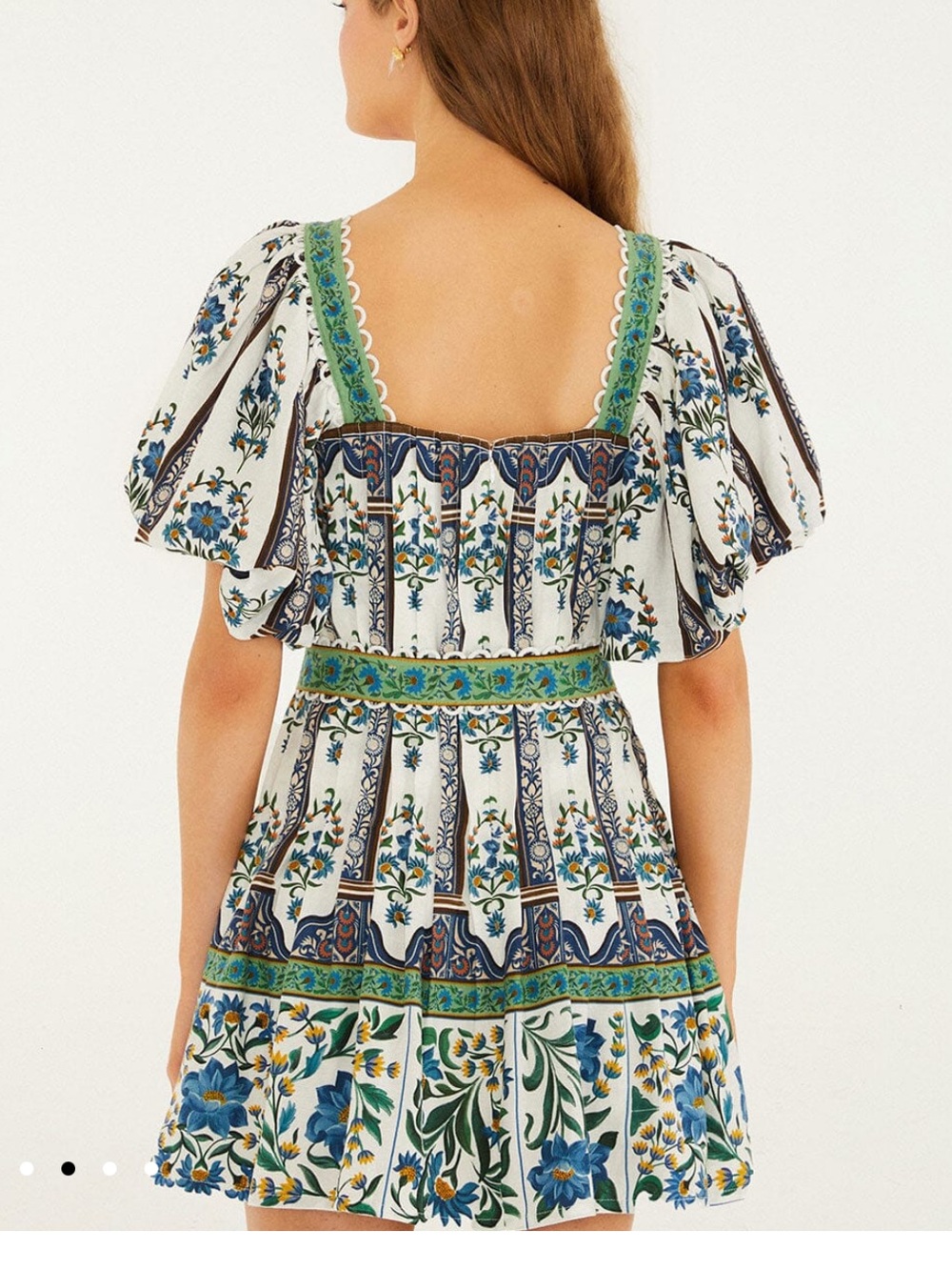 FARM Rio White Mini Dress with Blue and Green Floral Print new with tags - Picture 2 of 2